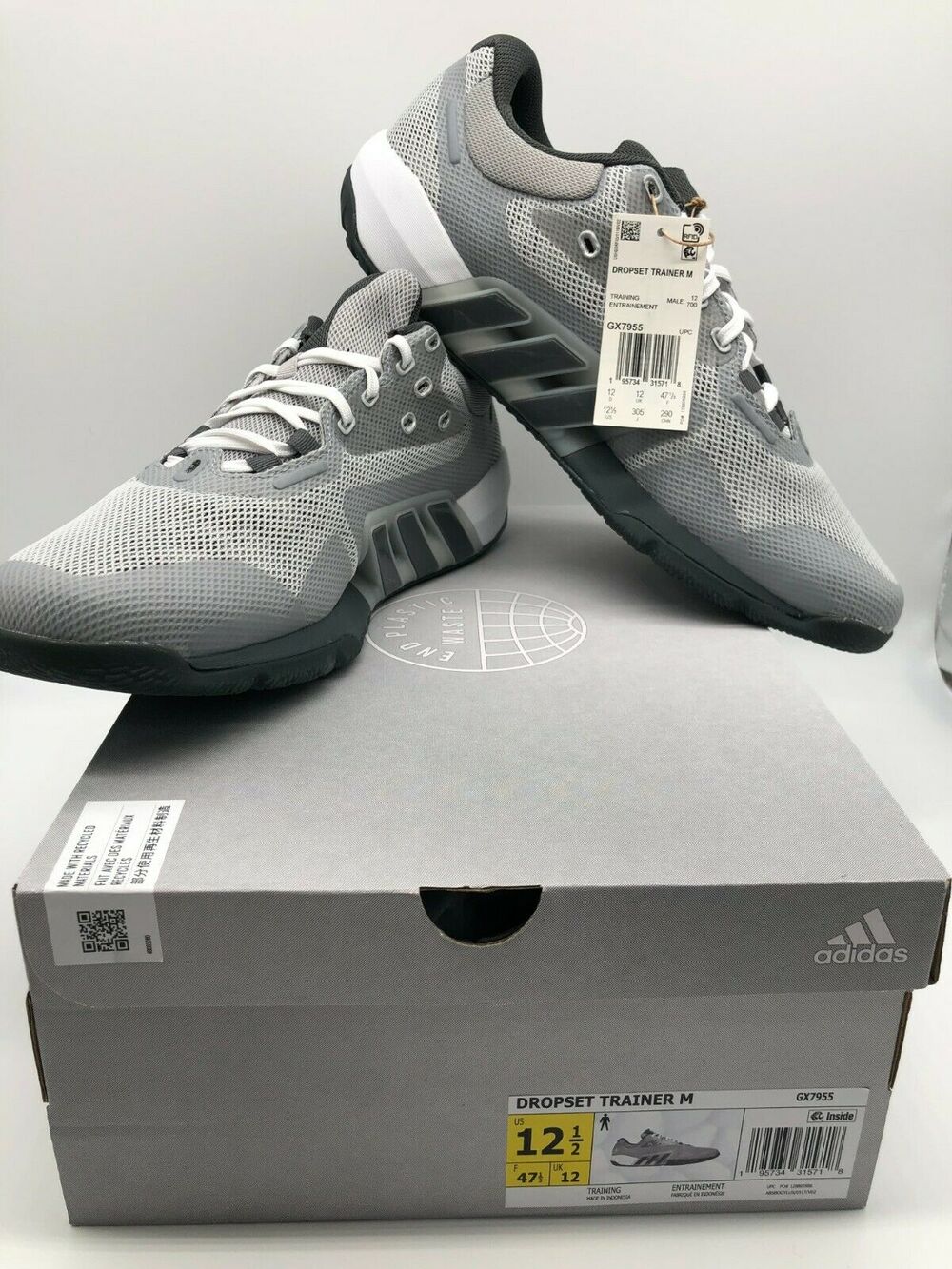 Adidas Men's Dropset Trainer Cement Grey Three Cloud White GX7955 Size 12.5 NIB.